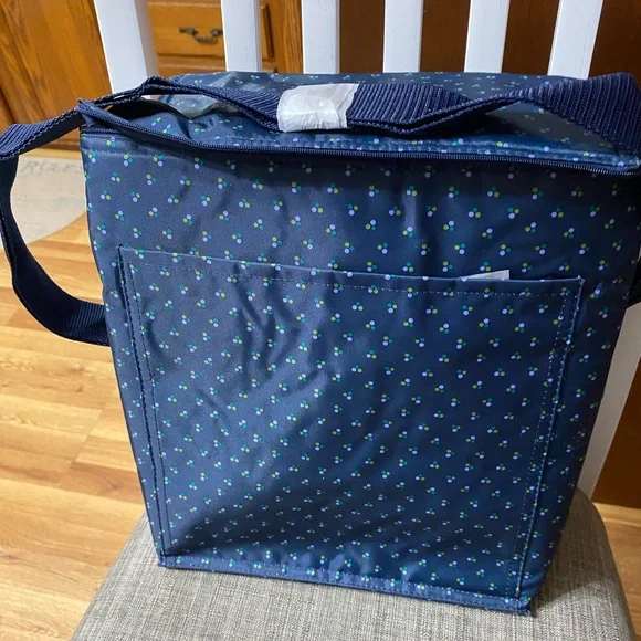 Thirty-One Picnic Thermal Tote Navy Polka Dot - Picture 6 of 9